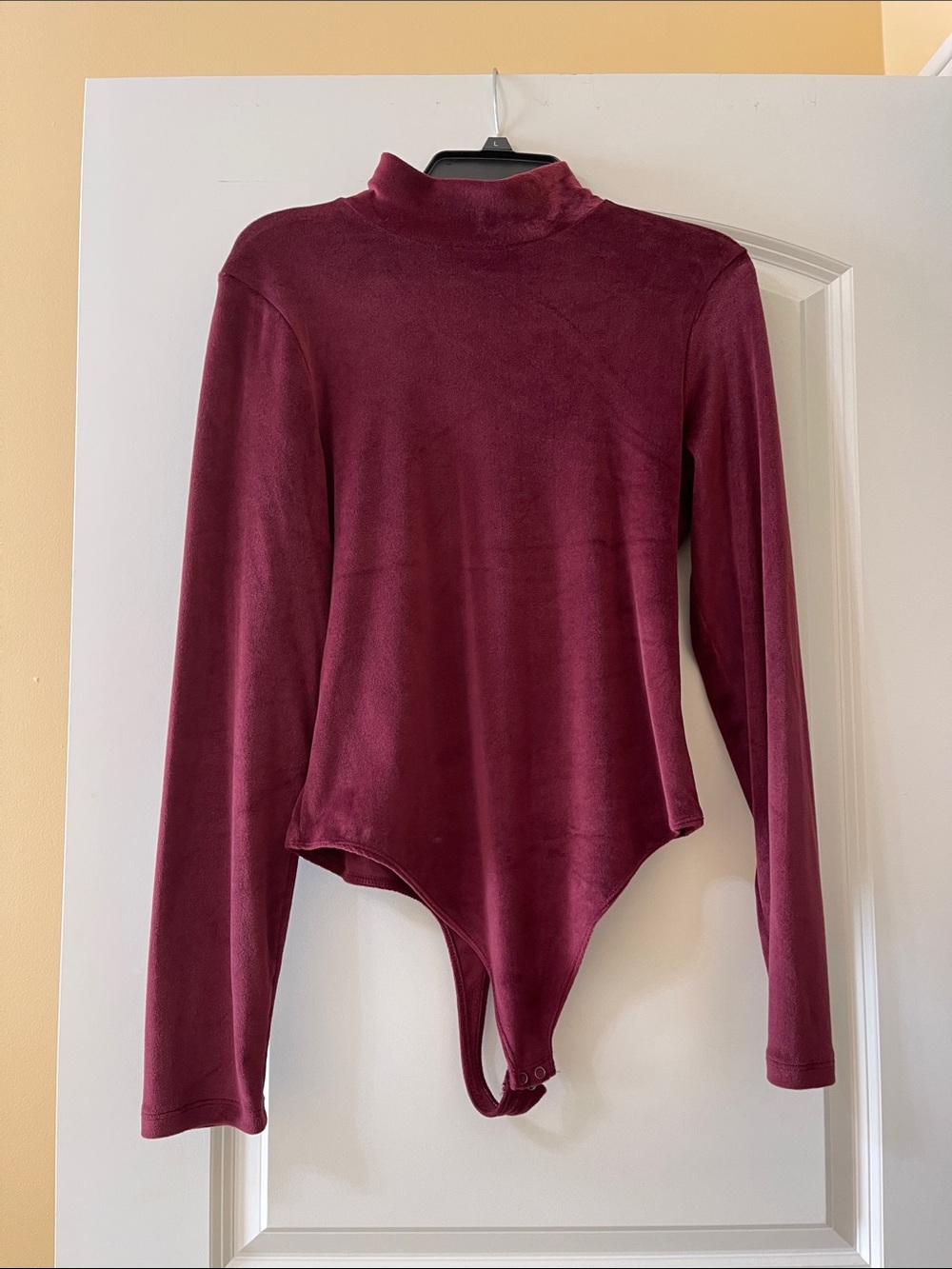 American Eagle Outfitters Burgundy Velvet Mock Neck Bodysuit